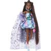 imageBarbie Extra Fancy Fashion Doll ampamp Accessories Dressed in a TeddyPrint Gown with Sheer Train Plus Teddy Bear Pet