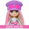 imageBarbie Extra Mini Minis Travel Doll with Pink ampamp Blonde Hair Fringe Top Pastel Mini Skit ampamp DesertThemed AccessoriesDesert