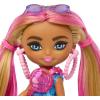 imageBarbie Extra Mini Minis with BlueStreaked Black Ponytail Wearing Rainbow Dress ampamp Accessories ampamp Stand 325inch325 Inch