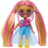 imageBarbie Extra Mini Minis with BlueStreaked Black Ponytail Wearing Rainbow Dress ampamp Accessories ampamp Stand 325inch325 Inch