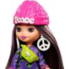 imageBarbie Extra Mini Minis with BlueStreaked Black Ponytail Wearing Rainbow Dress ampamp Accessories ampamp Stand 325inch325 inch Pack of 1