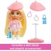 imageBarbie Extra Mini Minis with BlueStreaked Black Ponytail Wearing Rainbow Dress ampamp Accessories ampamp Stand 325inch325 inches