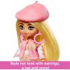 imageBarbie Extra Mini Minis with BlueStreaked Black Ponytail Wearing Rainbow Dress ampamp Accessories ampamp Stand 325inch325 inches