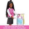 imageBarbie Onset Stylist Doll ampamp 14 Accessories Brooklyn Doll with Garment Rack Top Fashion Pieces Puppy ampamp MoreBrunette