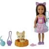 imageBarbie Chelsea Doll ampamp Accessories Brunette Doll with Removable SprinklePrint Skirt Kitten Pet Bed ampamp MoreMulticolor
