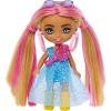 imageBarbie Extra Mini Minis with BlueStreaked Black Ponytail Wearing Rainbow Dress ampamp Accessories ampamp Stand 325inch325 Inch