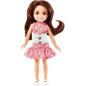 imageBarbie Chelsea Doll Small Doll with Brace for Scoliosis Spine Curvature Brunette Wearing Pink Lightning Bolt Dress