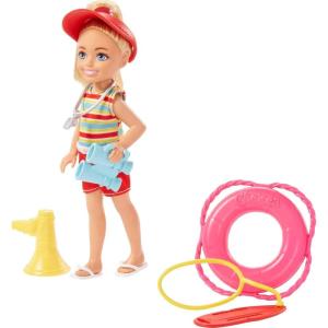 imageBarbie Doll ampamp Playset Chelsea Can Be Blonde Lifeguard Small Doll Set with Outfit ampamp 6 Career AccessoriesMulticolor