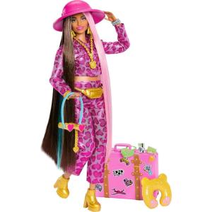 imageBarbie Extra Fly Doll with BeachThemed Travel Clothes ampamp Accessories Tropical Coverup with Oversized Hat ampamp BagSafari