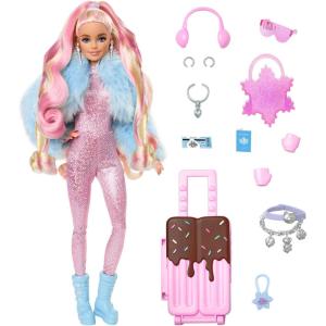 imageBarbie Extra Fly Doll with BeachThemed Travel Clothes ampamp Accessories Tropical Coverup with Oversized Hat ampamp BagSnow