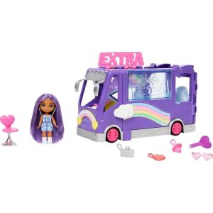imageBarbie Extra Mini Minis Doll ampamp Toy Vehicle Playset Expandable Tour Bus with 325inch Small Doll Clothes ampamp Accessories
