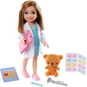 imageBarbie Playset with Brunette Chelsea Can Be Doctor Doll ampamp Accessories Including Clipboard Medical Tools ampamp Bandage Stickers