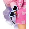 imageBarbie Extra Doll ampamp Accessories with Long Periwinkle Hair Teddy BearPrint Denim Jacket Matching Shorts ampamp Pet PuppyPeriwinkle Hair Denim Jacket