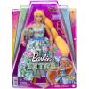 imageBarbie Extra Fancy Fashion Doll ampamp Accessories with Curvy Shape ampamp Orange Hair in Floral 2Piece Gown with Pet Kitten