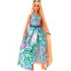 imageBarbie Extra Fancy Fashion Doll ampamp Accessories with Curvy Shape ampamp Orange Hair in Floral 2Piece Gown with Pet Kitten