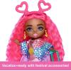 imageBarbie Extra Fly Minis Travel Doll Snowy Look with Icy Blue Highlights in Pastel Sweater Dress ampamp AccessoriesDesert