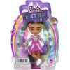 imageBarbie Extra Minis Doll 6 Wearing Flower Print Dress with Rainbow Hair Doll Stand ampamp Accessories Including Sunglasses ampamp Purse 55inch
