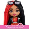 imageBarbie Extra Minis Doll ampamp Accessories with Red ampamp Black Hair Wearing FlamePrint Dress ampamp Moto Jacket 55inchMulticolor