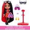 imageBarbie Extra Minis Doll ampamp Accessories with Red ampamp Black Hair Wearing FlamePrint Dress ampamp Moto Jacket 55inchMulticolor