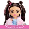 imageBarbie Extra Minis Doll ampamp Accessories with Red ampamp Black Hair Wearing FlamePrint Dress ampamp Moto Jacket 55inchMulticolor