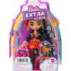 imageBarbie Extra Minis Doll ampamp Accessories with Red ampamp Black Hair Wearing FlamePrint Dress ampamp Moto Jacket 55inchMulticolor