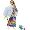 imageBarbie Extra Doll ampamp Accessories with Long Brunette Hair and Bling Clips in MultiColored Dress with Pet Crocodile