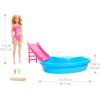 imageBarbie Doll ampamp Pool Playset Blonde in Tropical Pink OnePiece Swimsuit with Pool Slide Towel ampamp Drink AccessoriesBlonde in Tropical Pink