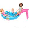 imageBarbie Doll ampamp Pool Playset Blonde in Tropical Pink OnePiece Swimsuit with Pool Slide Towel ampamp Drink AccessoriesBrunette in Seafoam Blue