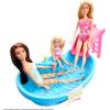 imageBarbie Doll ampamp Pool Playset Blonde in Tropical Pink OnePiece Swimsuit with Pool Slide Towel ampamp Drink AccessoriesBrunette in Seafoam Blue