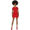 imageBarbie Fashionistas Doll 223 with Blonde Wavy Hair Totally HairInspired Dress ampamp Accessories 65th Anniversary Collectible ToyRed Knit Dress