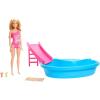 imageBarbie Doll ampamp Pool Playset Blonde in Tropical Pink OnePiece Swimsuit with Pool Slide Towel ampamp Drink AccessoriesBlonde in Tropical Pink