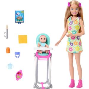 imageBarbie Skipper Doll ampamp Playset with Accessories Babysitting Set Themed to Mealtime ColorChange Toy PlayBlonde