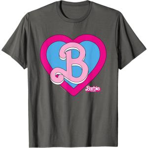 imageBarbie The Movie  B Heart Logo TShirtAsphalt Grey