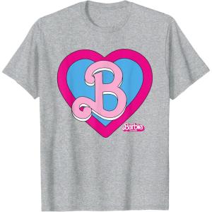 imageBarbie The Movie  B Heart Logo TShirtHeather Grey