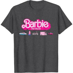 imageBarbie The Movie  Transportation Vehicles TShirtDark Heather Grey
