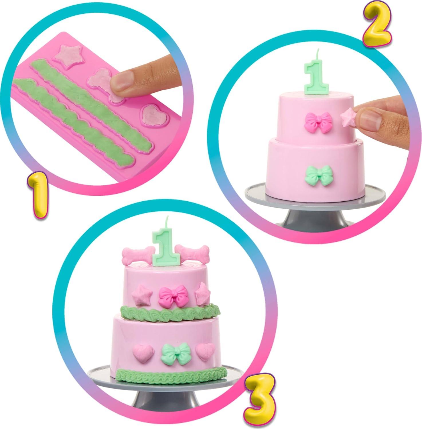 imageBarbie Party Unboxed Doll ampamp Accessories Pet Birthday Series Shimmerin Hearts Set with 10 Surprises Including Color Change ampamp CakeDecorating Activity