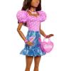 imageBarbie 28in Brunette Fashion Doll with Removable Fashions Pink Top Denim Skirt ampamp Cowboy Boots Necklace and Purse Accessory