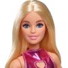 imageBarbie Fashionistas Doll 230 with Blond Hair Wearing Metallic Pink Minidress with Heart CutOut White Bracelet and Heels