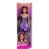 imageBarbie Fashionistas Doll 234 with Brown Hair Wearing Sequined Purple Bubble Dress with Satiny Skirt Silvery Necklace and Heels