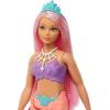 imageBarbie Mermaid Doll with Pink Fantasy Hair ampamp Headband Accessory Toy with StarfishInspired Bodice ampamp Soft Orange TailPink