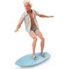 imageBarbie The Movie Ken Doll Wearing Pastel Pink and Green Striped Beach Matching Set with Surfboard and White Sneakers