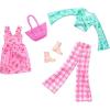 imageBarbie Fashions 2Pack Clothing Set 2 Outfits for Fashion Doll Include Cottage CoreThemed Dress Top Gingham Pants ampamp 2 Accessories