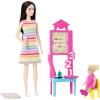 imageBarbie Teacher Doll with Brunette Fashion Doll with Printed Dress 1 Toddler Doll ampamp Teaching AccessoriesBlonde Toddler Doll