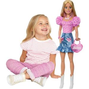imageBarbie 28in Blonde Fashion Doll with Removable Fashions Pink Top Denim Skirt ampamp Cowboy Boots Necklace and Purse Accessory
