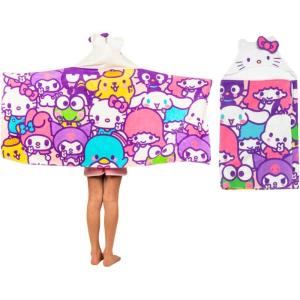 imageBarbie BathPoolBeach Soft Cotton Terry Hooded Towel Wrap 24 in x 50 in By Franco KidsHello Kitty  Friends