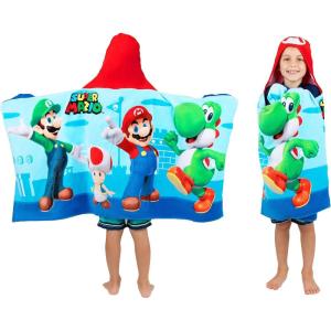 imageBarbie BathPoolBeach Soft Cotton Terry Hooded Towel Wrap 24 in x 50 in By Franco KidsSuper Mario