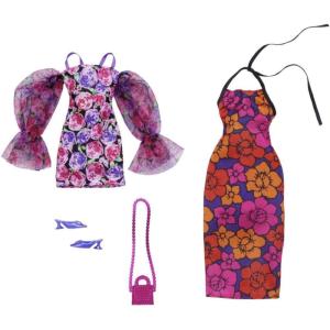 imageBarbie Clothes Set Fashion ampamp Accessory 2Pack Dolls 2 Dressy FloralThemed Outfits with Styling Pieces for Complete Looks