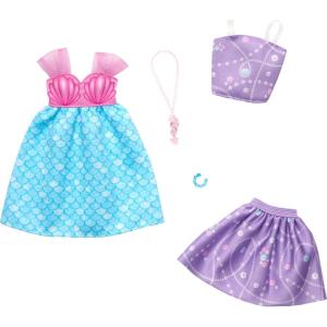 imageBarbie Fashions Clothing Set 2 Outfits for Fashion Doll Include MermaidThemed Dress Top ampamp Skirt ampamp 2 Accessories