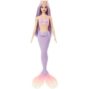 imageBarbie Mermaid Doll with Pink Fantasy Hair ampamp Headband Accessory Toy with StarfishInspired Bodice ampamp Soft Orange TailLavender