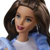 imageBarbie Fashionistas Doll 121 with Brown Hair ampamp Prosthetic Leg Wearing Blue Sweater Dress ampamp Accessories Including Shoes ampamp Hoop EarringsBlue
